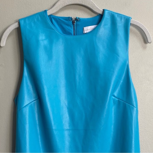 House of Harlow 1960 | Cian Blue Sleeveless Vegan Leather Minidress SZ M - Picture 9 of 11